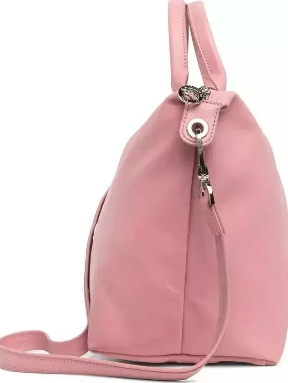 Longchamp Le Pliage Cuir Leather Shoulder Bag in Blush